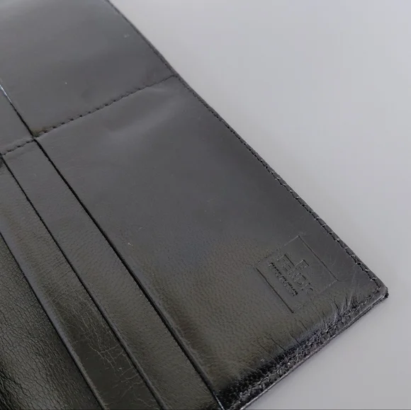 Fendi Textured Black Evening Clutch Wallet Signature